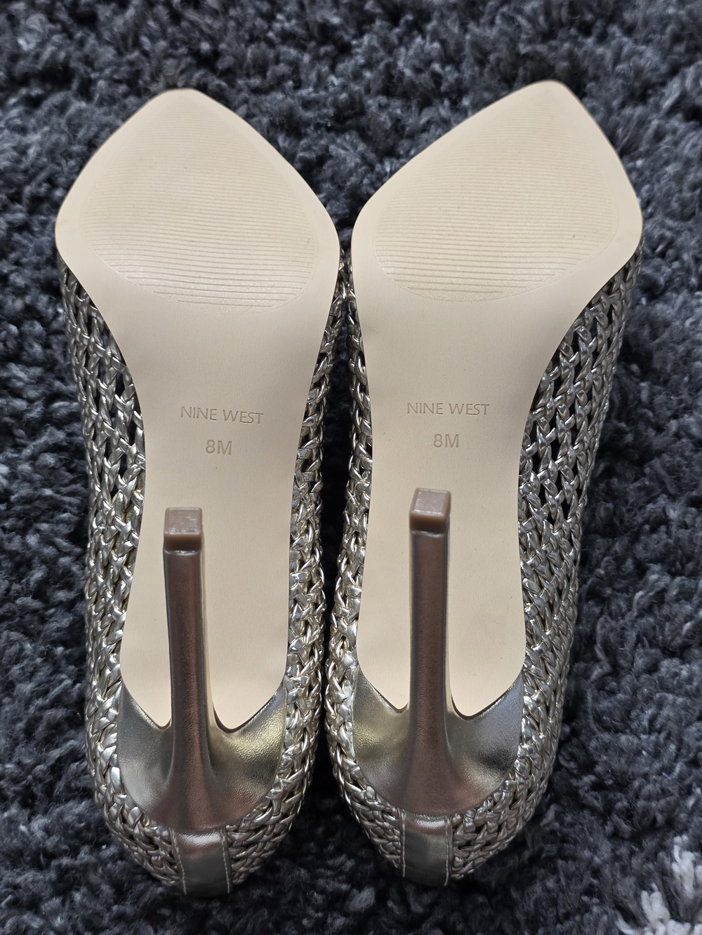 Nine West Women's Metallic Woven Pointed-Toe Pumps - Gold Size 8 - Picture 3 of 11